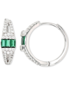 Macy's Lab-created Blue Spinel & Cubic Zirconia Small Hoop Earrings In Sterling Silver, 0.71" (also In Gree In White