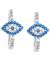 Macy's Lab-created Blue Spinel (1/3 Ct. T.w.) & Cubic Zirconia Hoop Earrings In White