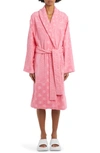 Versace Barocco-print Terry-cloth Robe In Pink