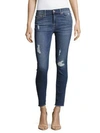 7 FOR ALL MANKIND Frayed-Cuff Distressed Ankle Jeans,0400094000416