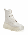 Katy Perry Women's The Geli Combat Square Toe Lug Sole Boots Women's Shoes In White