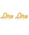 STEELTIME STAINLESS STEEL LOVE 18K MICRON GOLD PLATED STUD EARRINGS