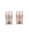 Steeltime Stainless Steel 2 Tone Greek Key Design Huggie Earrings In Pink