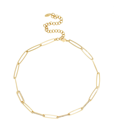 Ettika Crystal Paperclip Chain Necklace In Gold Plated