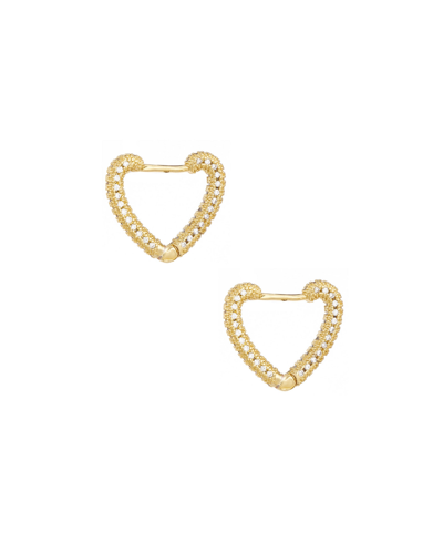 Ettika Small Cubic Zirconia Heart Hoops In Gold Plated