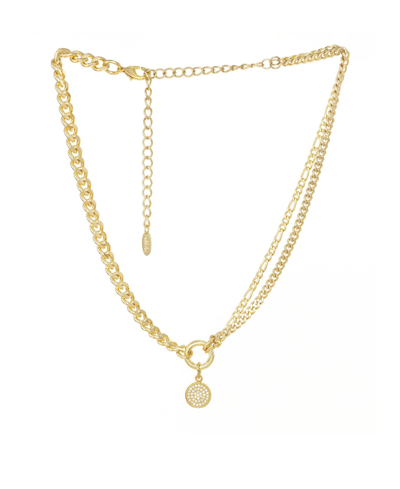 Ettika Crystal Disc And Chain Necklace In Gold Plated