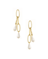 Ettika Oval Link Pearl Dangle Earrings In Gold