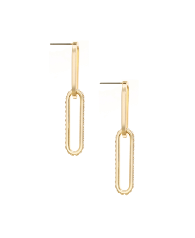 Ettika Elongated Link Crystal Earrings In Gold Plated