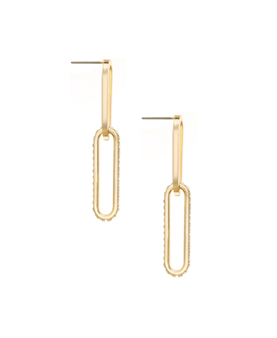 Ettika Elongated Link Crystal Earrings In Gold