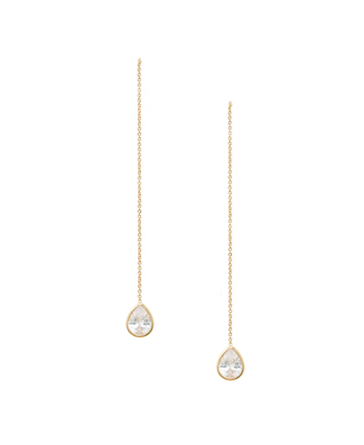 Ettika Crystal Teardrop Threader Earrings In Gold Plated