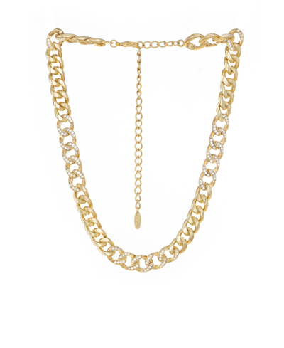 Ettika Bold And Gold Plated Crystal Link Chain Necklace