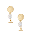 Ettika Gold-plated Coin Drop Earrings With Freshwater Pearls In Gold