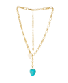 ETTIKA 18K GOLD PLATED SYNTHETIC TURQUOISE HEART NECKLACE
