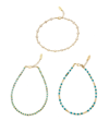 Ettika Turquoise And Imitation Pearl Anklet Set In Green