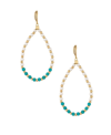 Ettika Turquoise And Pearl Teardrop 18k Gold Plated Drop Earrings In Gold