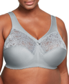 Glamorise Women's Full Figure Plus Size Magiclift Original Wirefree Support Bra 1000 In Silver
