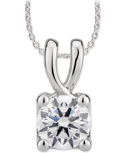 Gia Certified Diamonds Gia Certified Diamond Solitaire Diamond 18" Pendant Necklace (1/2 Ct. T.w.) In 14k White Gold