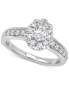 Gia Certified Diamonds Gia Certified Diamond Oval Halo Engagement Ring (1 Ct. T.w.) In 14k White Gold In Gold