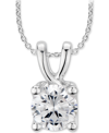 Gia Certified Diamonds Gia Certified Diamond Solitaire 18" Pendant Necklace (1 Ct. T.w.) In 14k White Gold In Gold