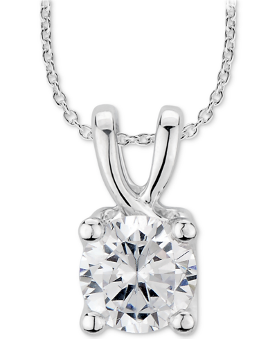 Gia Certified Diamonds Gia Certified Diamond Solitaire 18" Pendant Necklace (1 Ct. T.w.) In 14k White Gold