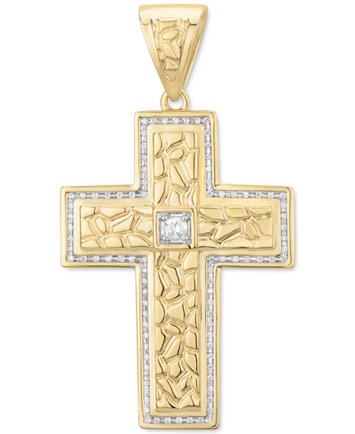 Macy's Diamond Textured Cross Pendant (1/2 Ct. T.w.) In 10k Gold