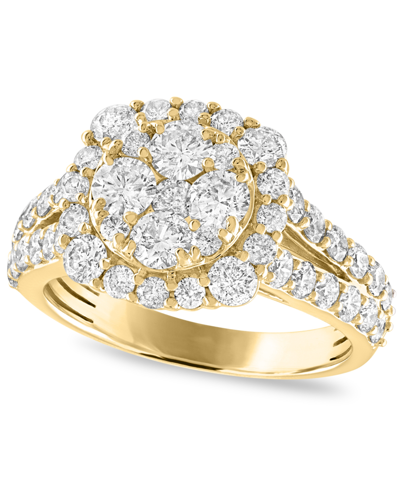 Macy's Diamond Cluster Engagement Ring (2 Ct. T.w.) In 14k White Or Yellow Gold