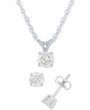Macy's Diamond 2-pc. Pendant Necklace & Matching Stud Earrings Set (1 Ct. T.w.) In 14k White Gold In Gold