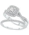 Macy's Diamond Cushion Halo Twist Bridal Set (5/8 Ct. T.w.) In 14k White Gold In Gold