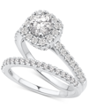 Macy's Diamond Halo Bridal Set (1-1/2 Ct. T.w.) In 14k White Gold In Gold