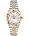 Gevril Gv2 Women's Naples Two-tone Stainless Steel And Ion Plating Swiss Quartz Bracelet Watch 34 Mm In Gray