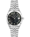 Gevril Gv2 Women's Naples Silver-tone Stainless Steel Swiss Quartz Bracelet Watch 34 Mm In Gray