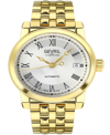 GEVRIL MEN'S MADISON SWISS AUTOMATIC GOLD-TONE STAINLESS STEEL BRACELET WATCH 39MM
