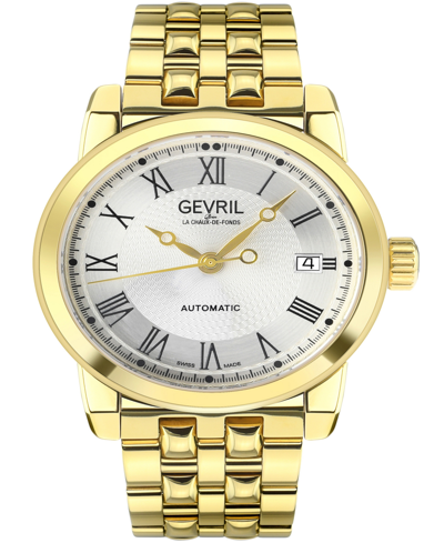 Gevril Men's Madison Swiss Automatic Gold-tone Stainless Steel Bracelet Watch 39mm In Yellow