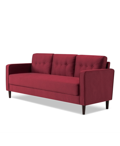 Zinus Mikhail Mid Century Upholstered Sofa Loveseat Collection In Ruby Red