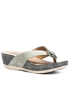 Gc Shoes Dafni Snake Embossed Thong Wedge Sandal In Tan/beige