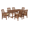WALKER EDISON 7-PIECE ACACIA WOOD OUTDOOR PATIO DINING SET WITH CUSHIONS - DARK BROWN