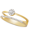 WRAPPED DIAMOND CLUSTER DOUBLE RING (1/6 CT. T.W.) IN 14K GOLD, CREATED FOR MACY'S