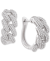 WRAPPED IN LOVE WRAPPED IN LOVE DIAMOND CHAIN LINK DETAIL SMALL HOOP EARRINGS (1 CT. T.W.) IN STERLING SILVER,.79", 