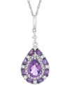 Macy's Multi-gemstone Teardrop 18" Pendant Necklace (1 Ct. T.w.) In Sterling Silver (also In Blue Topaz, Pi In Purple