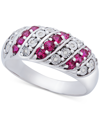 Macy's Sapphire (3/8 Ct. T.w.) & Diamond (1/20 Ct. T.w.) Statement Ring In Sterling Silver (also In Ruby & In Red