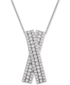 WRAPPED IN LOVE WRAPPED IN LOVE DIAMOND MULTI-ROW CROSSOVER 20" PENDANT NECKLACE (1 CT. T.W.) IN STERLING SILVER, CR