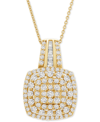 WRAPPED IN LOVE WRAPPED IN LOVE DIAMOND CUSHION CLUSTER 18" PENDANT NECKLACE (1 CT. T.W.) IN 14K GOLD, CREATED FOR M