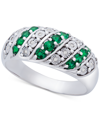 Macy's Sapphire (3/8 Ct. T.w.) & Diamond (1/20 Ct. T.w.) Statement Ring In Sterling Silver (also In Ruby & In Green