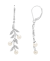 Macy's Cultured Freshwater Pearl (4mm) And Diamond (1/20 Ct. T.w.) Earrings In Sterling Silver In Silver