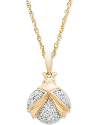 Wrapped Diamond Ladybug 18" Pendant Necklace (1/20 Ct. T.w.) In 10k Gold, Created For Macy's In Yellow Gold