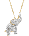 Wrapped Diamond Elephant 18" Pendant Necklace (1/10 Ct. T.w.) In 10k Gold, Created For Macy's In Gold