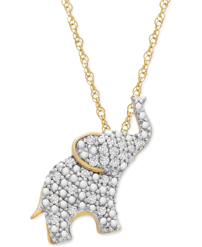 Wrapped Diamond Elephant 18" Pendant Necklace (1/10 Ct. T.w.) In 10k Gold, Created For Macy's In Yellow Gold