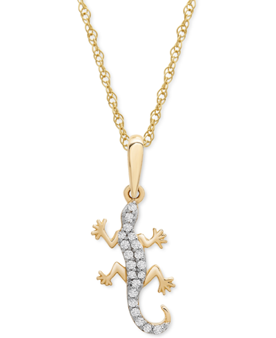 Wrapped Diamond Lizard 18" Pendant Necklace (1/10 Ct. T.w.) In 10k Gold,created For Macy's In Yellow Gold