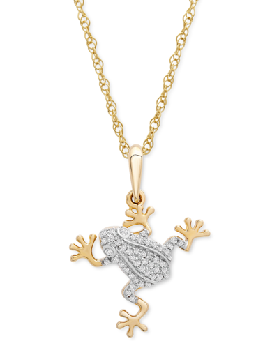 Wrapped Diamond Frog 18" Pendant Necklace (1/10 Ct. T.w.) In 10k Gold, Created For Macy's In Yellow Gold