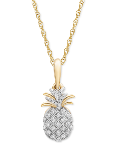 Wrapped Diamond Pineapple 18" Pendant Necklace (1/10 Ct. T.w.) In 10k Gold In Yellow Gold